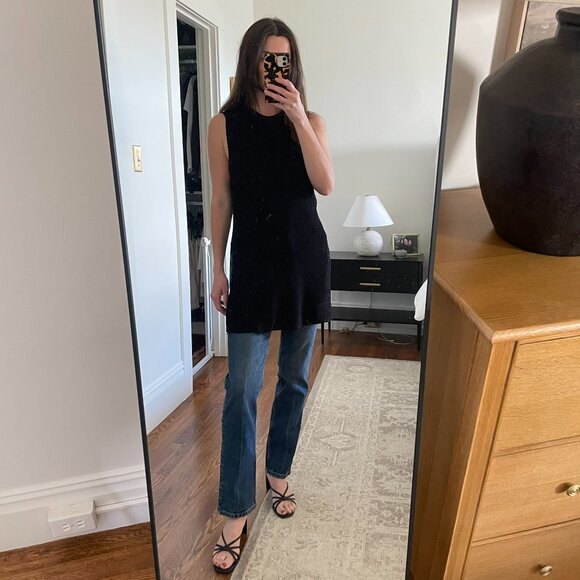 Aritzia Wilfred Palmier Tunic Knit Slit Sweater in Black - Picture 2 of 3